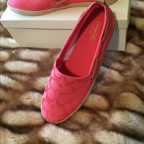 COACH CANVAS AND LEATHER MELON ESPADRILLES - Picture 3 of 7